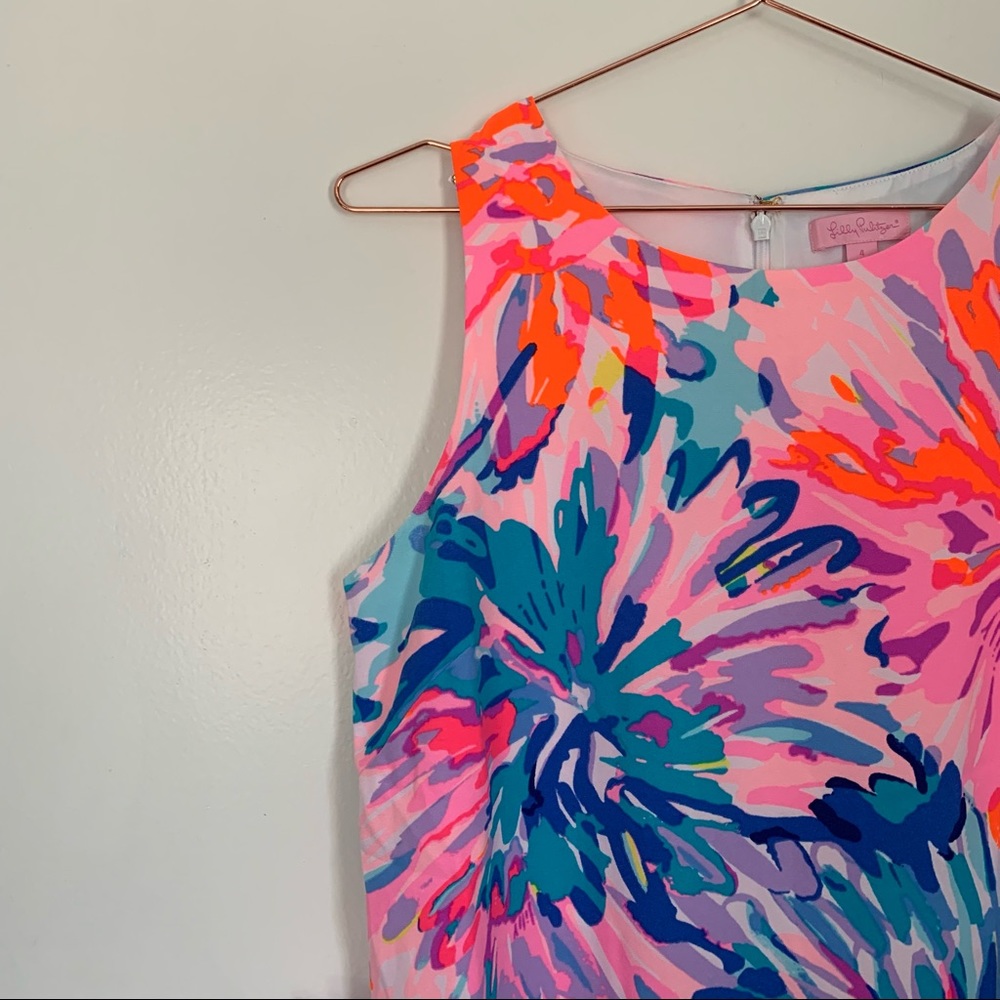 Lilly Pulitzer Bright Floral Sleeveless Pink Blue Orange Romper - Picture 3 of 10